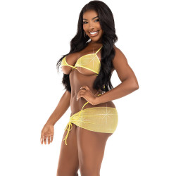 Leg Avenue - Ensemble Trois Pièces Diamants Jaune S/M